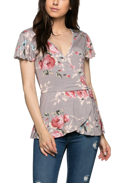 Floral Wrap Top