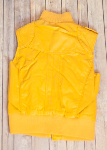 Mustard Fur Lined Faux Leather Vest