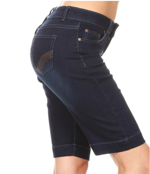 Dark Blue Jean Bermudas