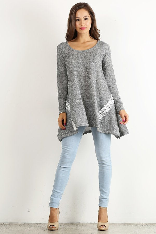 Lace Detail Long Sleeve Tunic