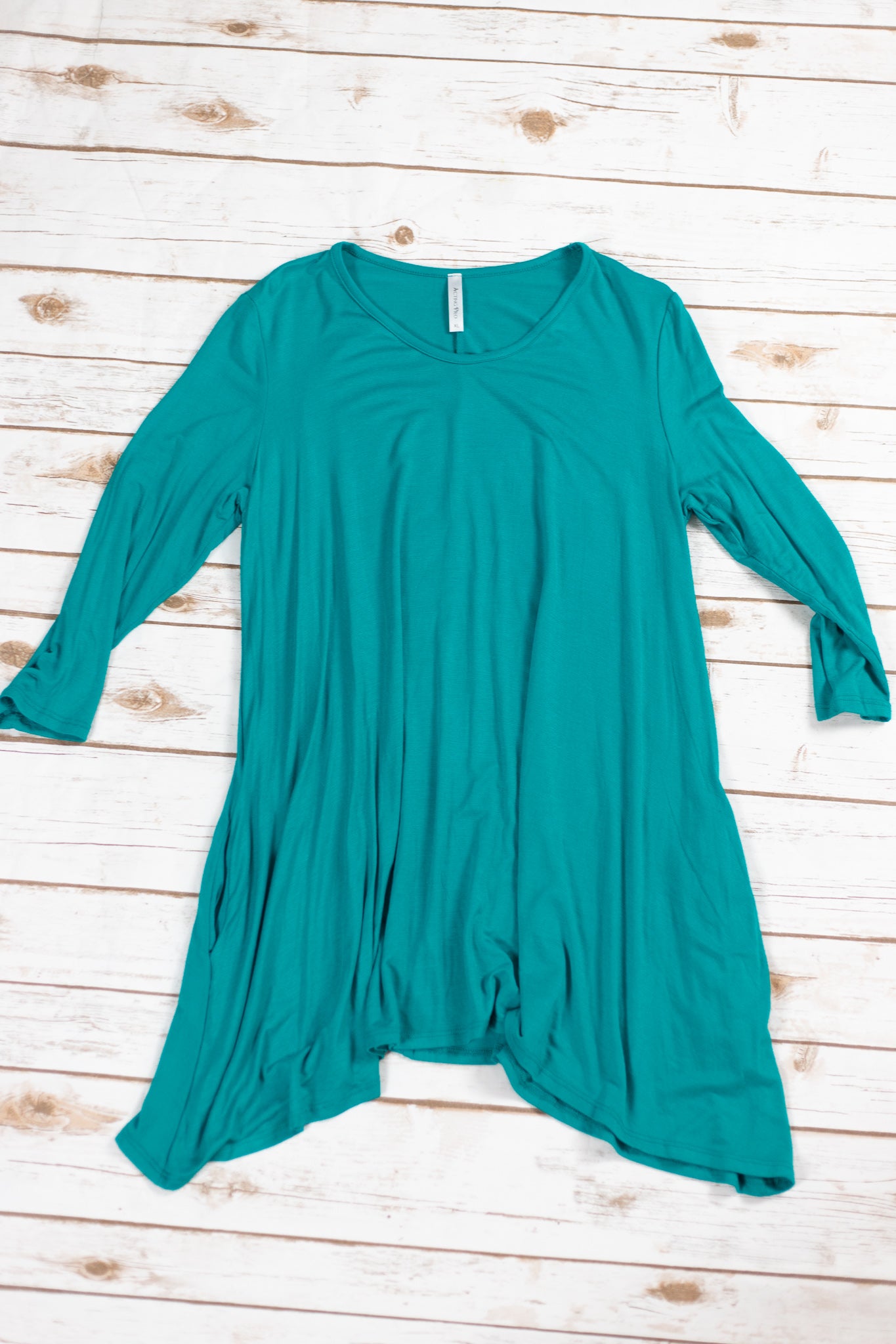 Teal Shark Bite Hem Tunic