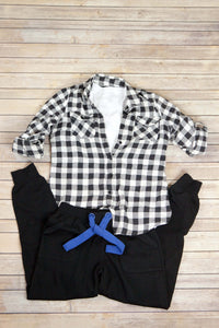 Black and White Plaid Button Up