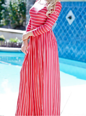 Red Stripe Maxi with POCKETS